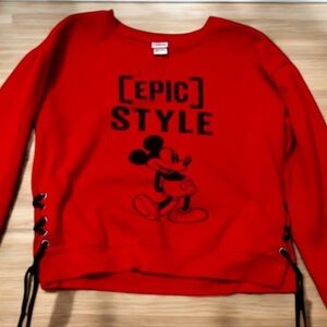 Disney Mickey Mouse Epic Style Red Lace-Up Sweatshirt‎ Size M